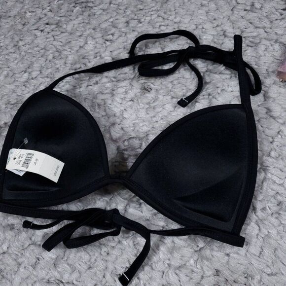 Aerie Perky Triangle Bikini Swim Top True Black Padded Lined Size XS - Picture 6 of 6